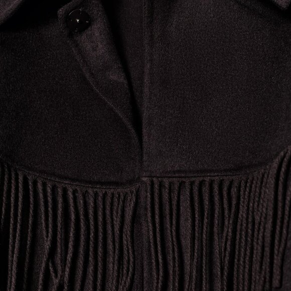 ZARA FRINGED WOOL LONG CAPE - Picture 11 of 12